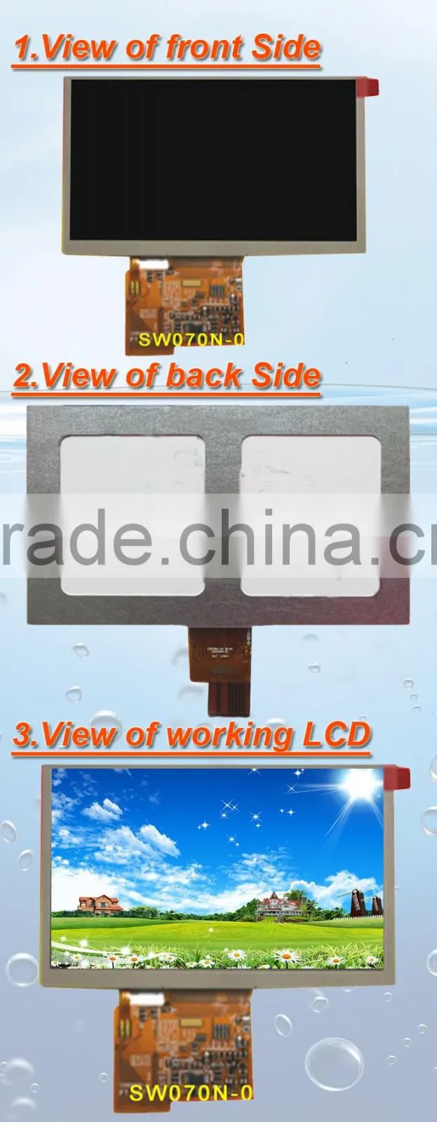 7inch 250nits 1024*600 wide viewing angle lcd panel display with lvds interface
