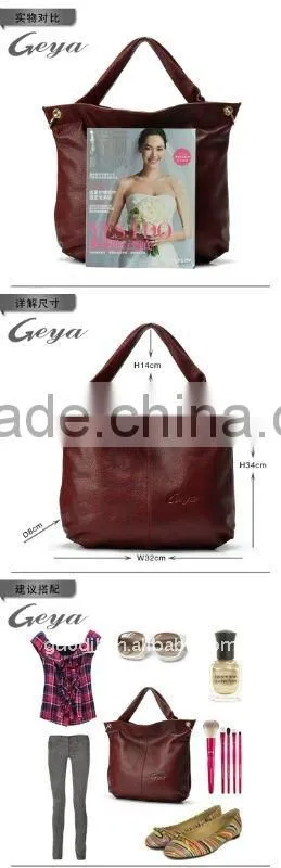 HOT SALES! 2012 China FASHION Stock Brand lady genuine leather handbags