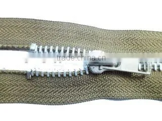 5# metal aluminum teeth zipper open end zipper with auto-lock zipper slider jacket zipper