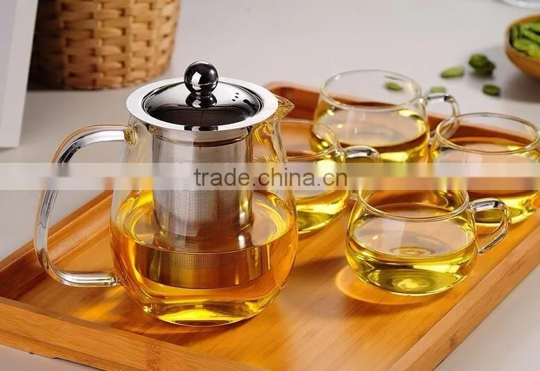 1200ml Hot Selling Borosilicate Glass Tea Pot With Stainless Steel Infuser Tea Pitcher Teapot