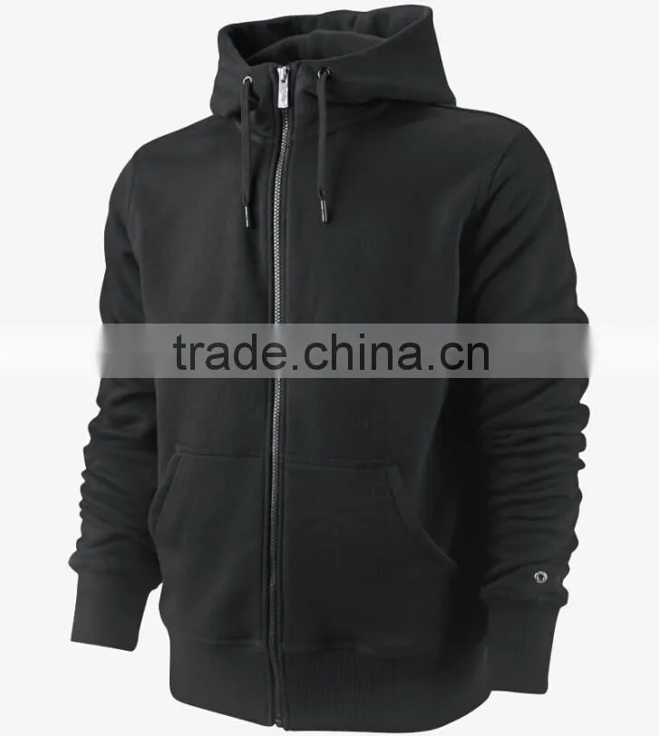 Plain design cheap zip up kangaroo pocket man hoody jacket