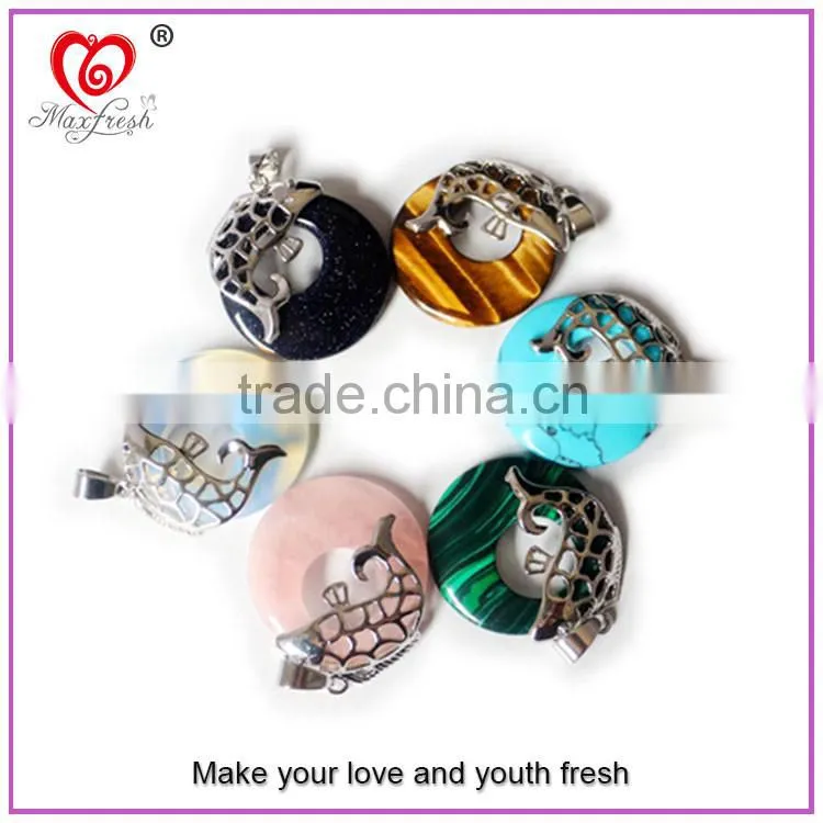 Natural Quartz Crystal Point Pendant with Fish Shape Metal Crystal Necklace Pendant Lucky Fish Car Crystal NEW Hanging Pendant