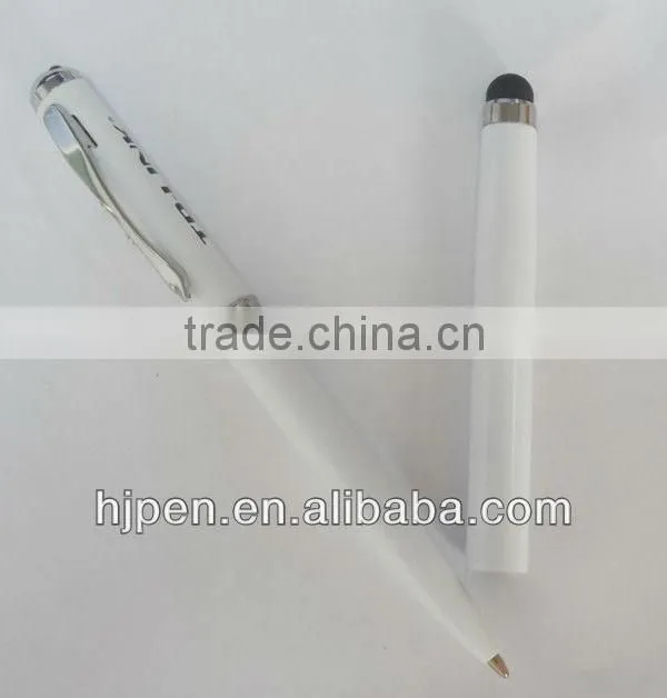 High Quality White Metal Touch Pen Led Light Pen Multifunction Pen