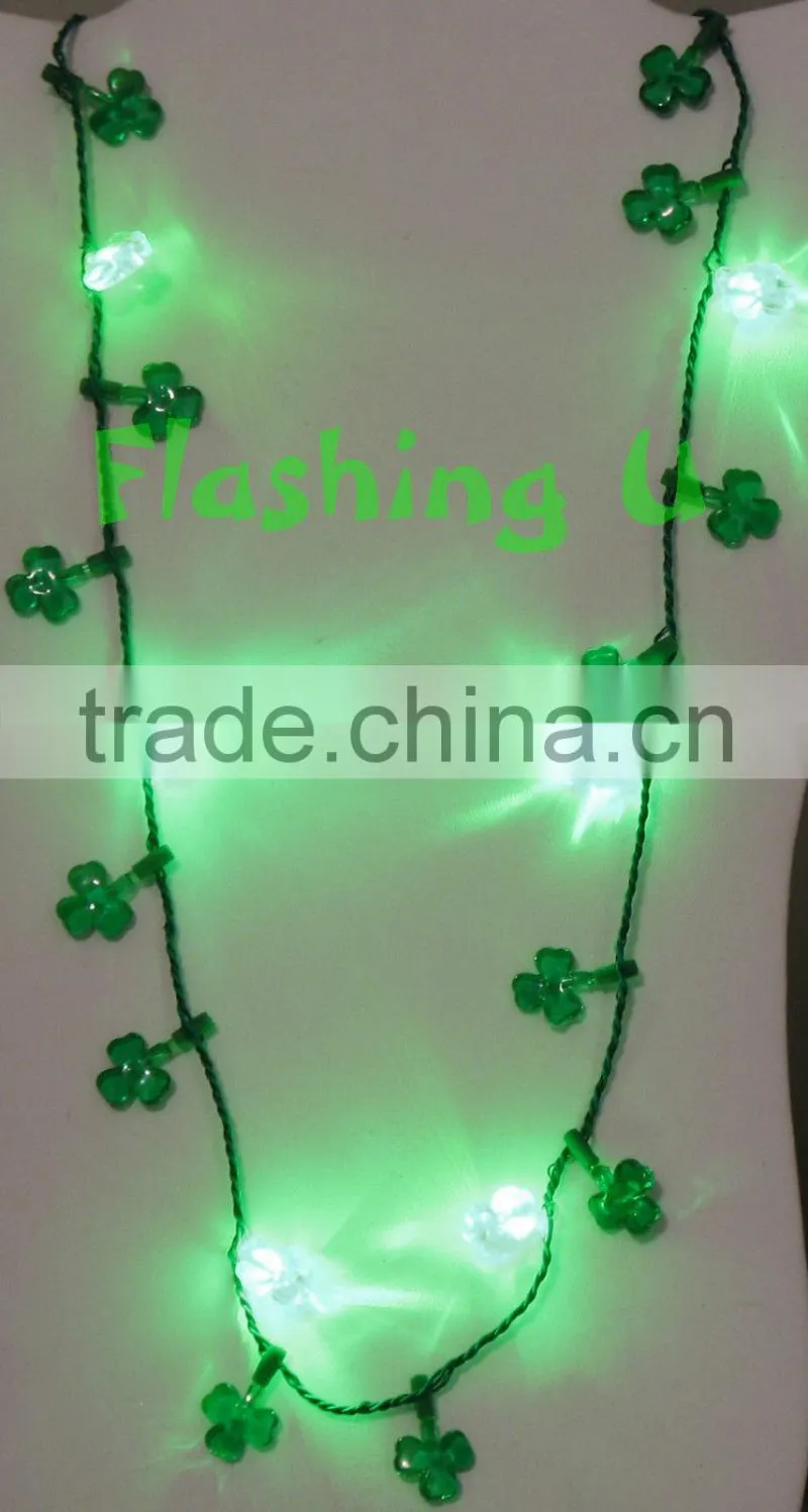 LED light up SHAMROCK necklace for st patrick's day