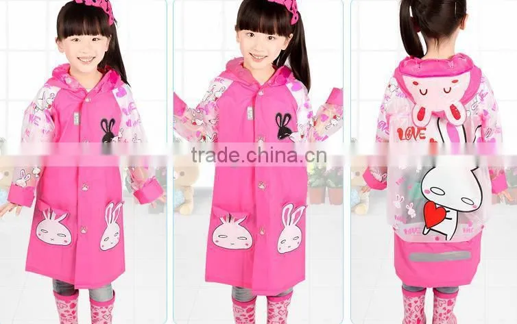 children cute cartoon animal print foldable raincoat with backpack place