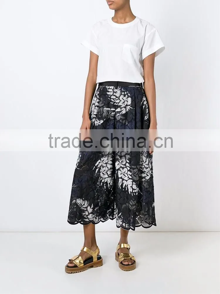 Hot selling black culottes pant for lady