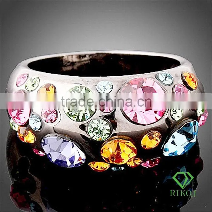 multi-color austrian crystal 18k white gold GP o ring