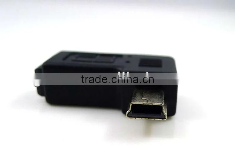 Mini USB 2.0 5P Male to Female M - F extension adapter 90 degree Left angled