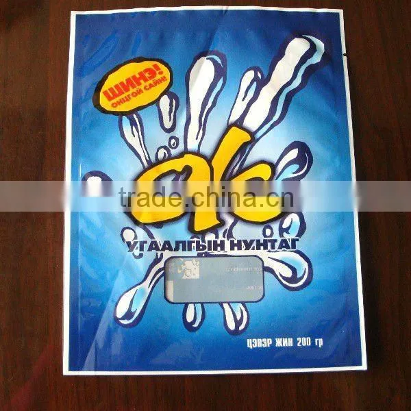 Hot sell three side seal washing detergent powder bags
