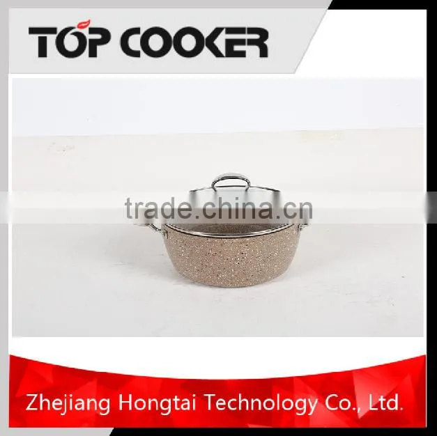 aluminum marble coating casserole with glass lid