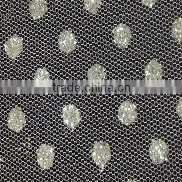 silver tulle glitter mesh fabric for ballet stage dress