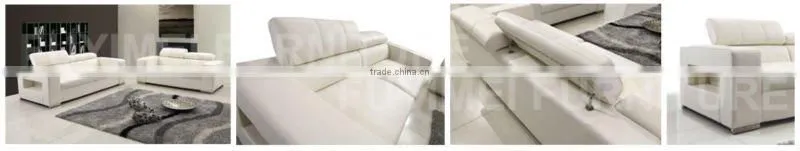 Minimalist indoor furniture white leather sectional sofa made in China