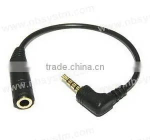 2.5mm 4 pole plug right angle to 3.5mm jack cable gold