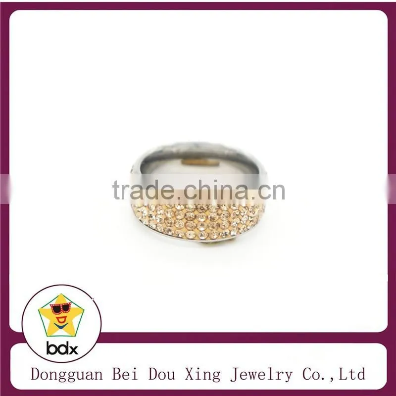 2015 women champagne crystal stone stainless steel rings