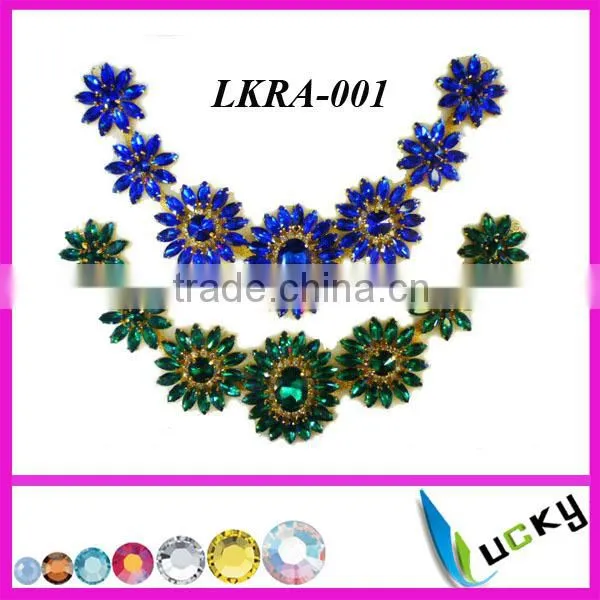Hot Selling New Design Neon Color Rhinestone applique for wedding dress