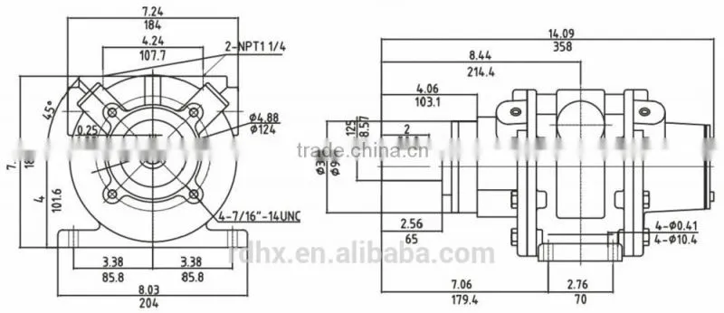 HX16AM Air Motor 9.5hp Foot,Face,Nema Mounting,Gast Equivalent,Rotary Vane Air Motor