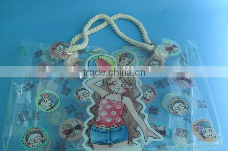 Plastic pvc beach bag with hand length handle
