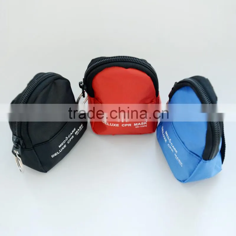 first aid disposable cpr mask kit with mini backpack and keyring