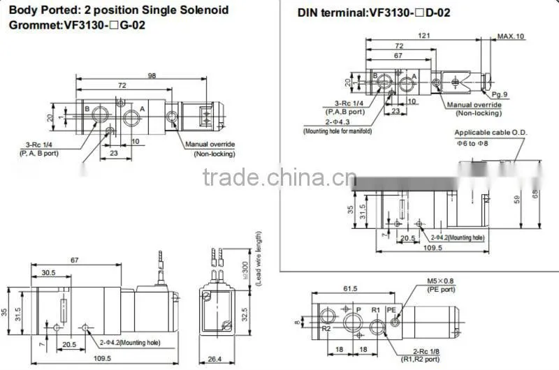 VF3000 Series 5 Way SMC Solenoid Valve