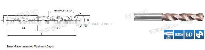 5D Internal Coolant Carbide Coated Twist Drill for Stainless Steel Machining
