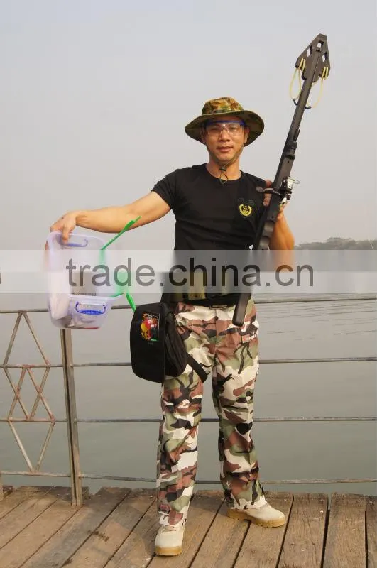 Outdoor fly fishing equipment with slingslot and flashlight