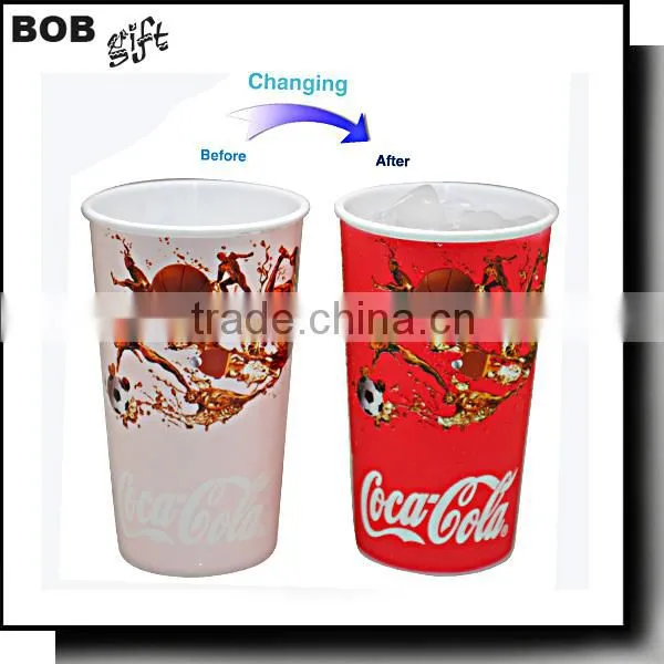 Promotional 600mL Cold Color-changing Custom Plastic Cup