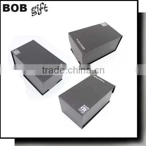 2015 hot sale custom logo printed black matt paper gift box