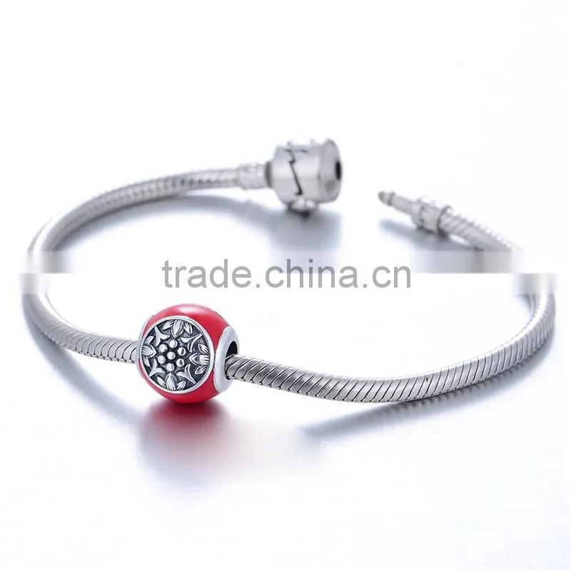 925 Sterling Silver Red Enamel Charms Wholesale Jewelry