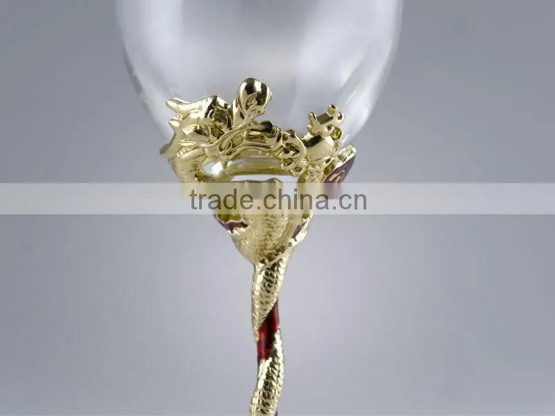 RORO Auspice dragon and phoenix enamel crystal glass red wine glass