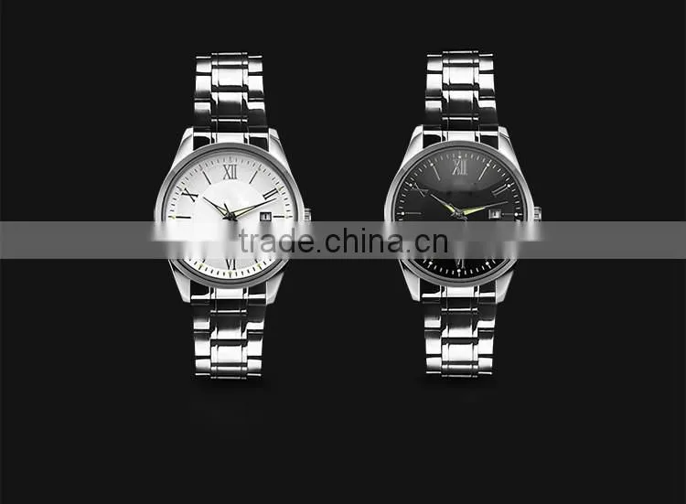 High class bule dial alloy case genuine leather band with night view men fashion watches