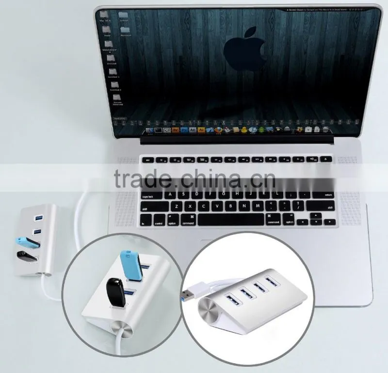 Top Grade 4 port Aluminum usb 3. 0 hub from usb hub suppliers (30" cable)