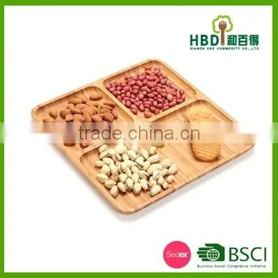 Best selling bamboo food storage tray 3 compartment food tray