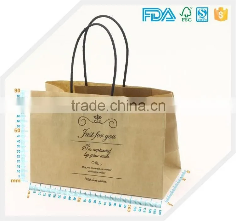Christmas gift paper bags with your own logo,twist handle brown kraft paper bag
