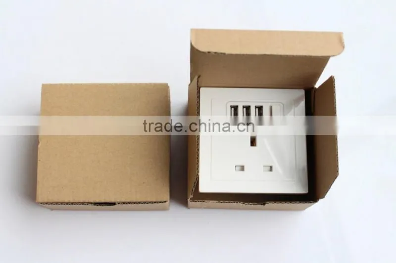 AC 110V-250V UK Socket 3 USB Port DC 5V 2100mA Switch Mains Power Wall Outlet
