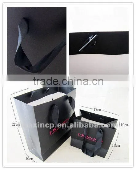 High Grade and Black Paper Bag Rribbon Handle with Logo