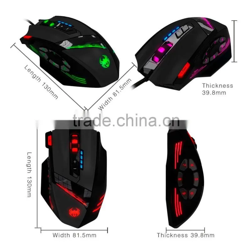 ZELOTES 12 Programmable Buttons LED Optical Professional High Precision USB Gaming Mouse