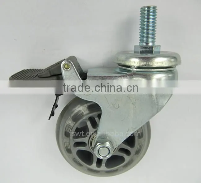 All Size Threaded Stem With Lock Transparent PU Furniture Caster Wheel