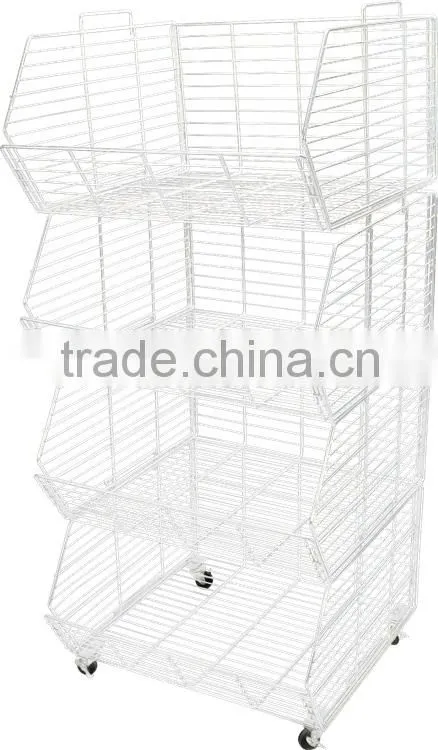 China custom clothes wire basket with wheels