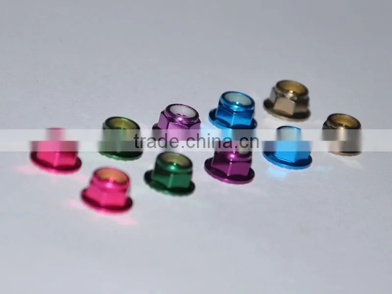 M4 aluminum colored flange lock nut