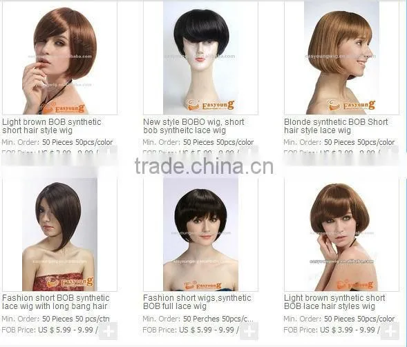 Fashionable japanese synthetic fiber short bob cut hair wigs
