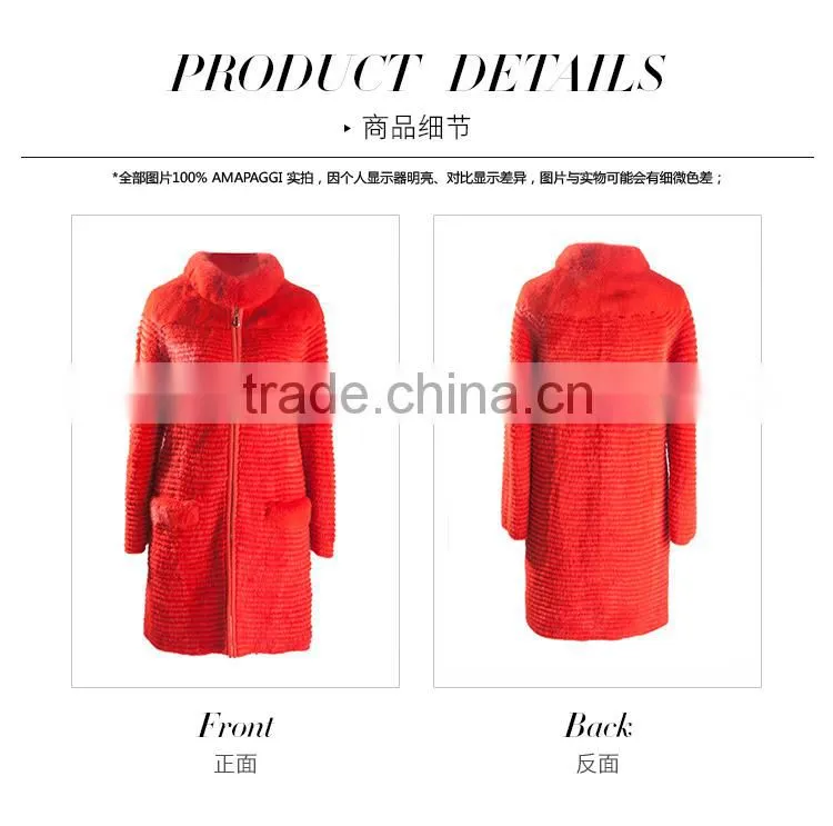 hot sale long fur coats knitted mink for women