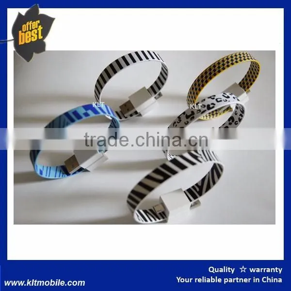 Mini Short Flat Bracelet Micro USB 2.0 Sync Data Charger Cable for Android Phone