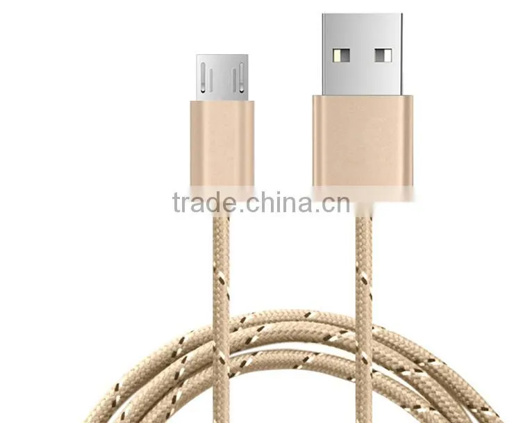 hot sale charging cable for smartphone USB cable with nylon braid micro USB cable