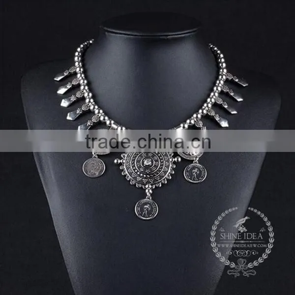 high quality vintage rhinestone chunky statement necklace tin alloy fashion women pendant necklace 6390100