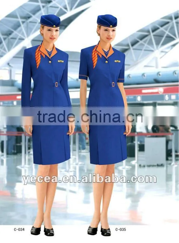 Classical smart design airline stewardess uniform