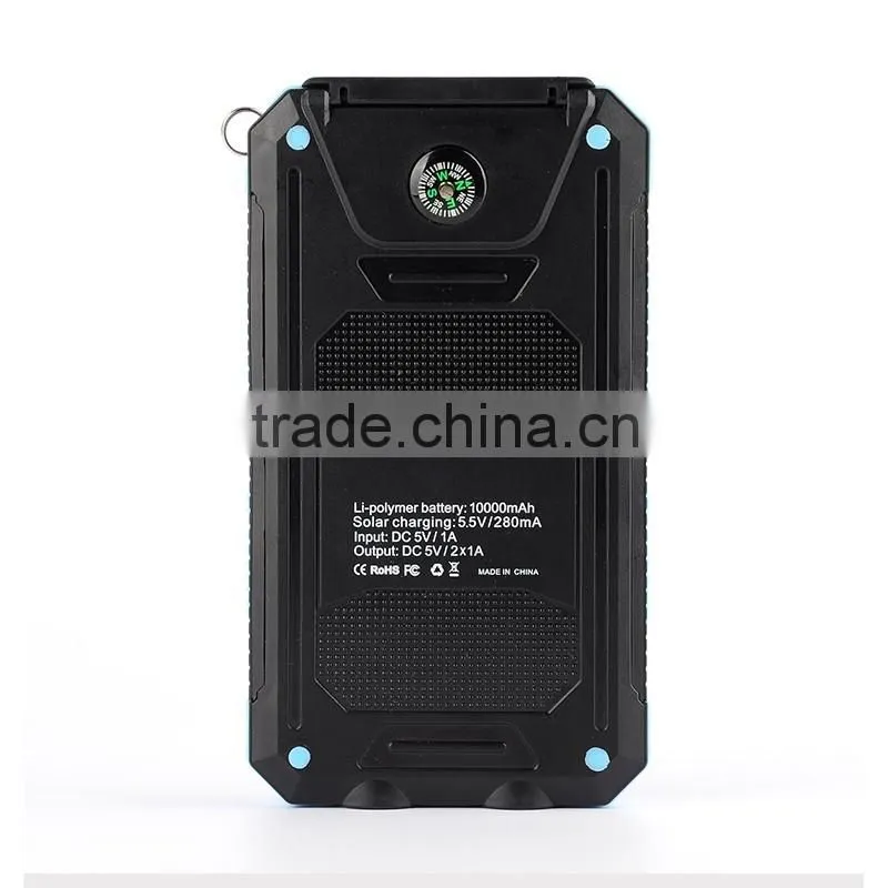 CE FCC ROHS certificated solar charger power bank 10000mah waterproof IP68