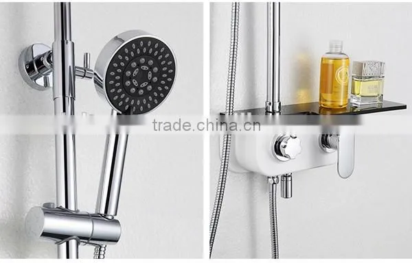 square warm water shower mixer, sliding bar faucet H59 brass chrome rainfall shower set