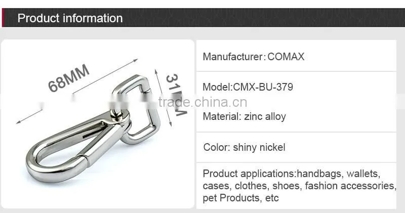 Shiny silver simple flat metal hook for handbag and luggage