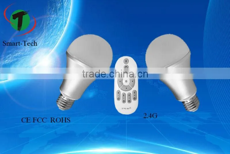 Color temperature adjustable led bulb light e27 6W 9W,2.4g RF Remote Control Led Light Bulb