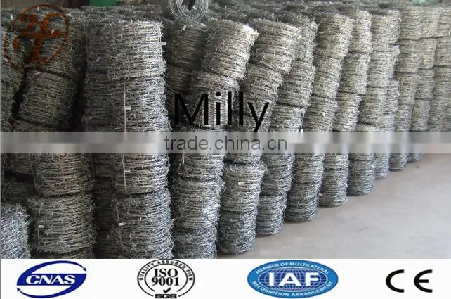 l galvanzied barbed wire BWG 12#x14# 14#x16# 1.6 mm 2.1mm 2.5mm electric / hot dipped barb wire direct professional manufacture